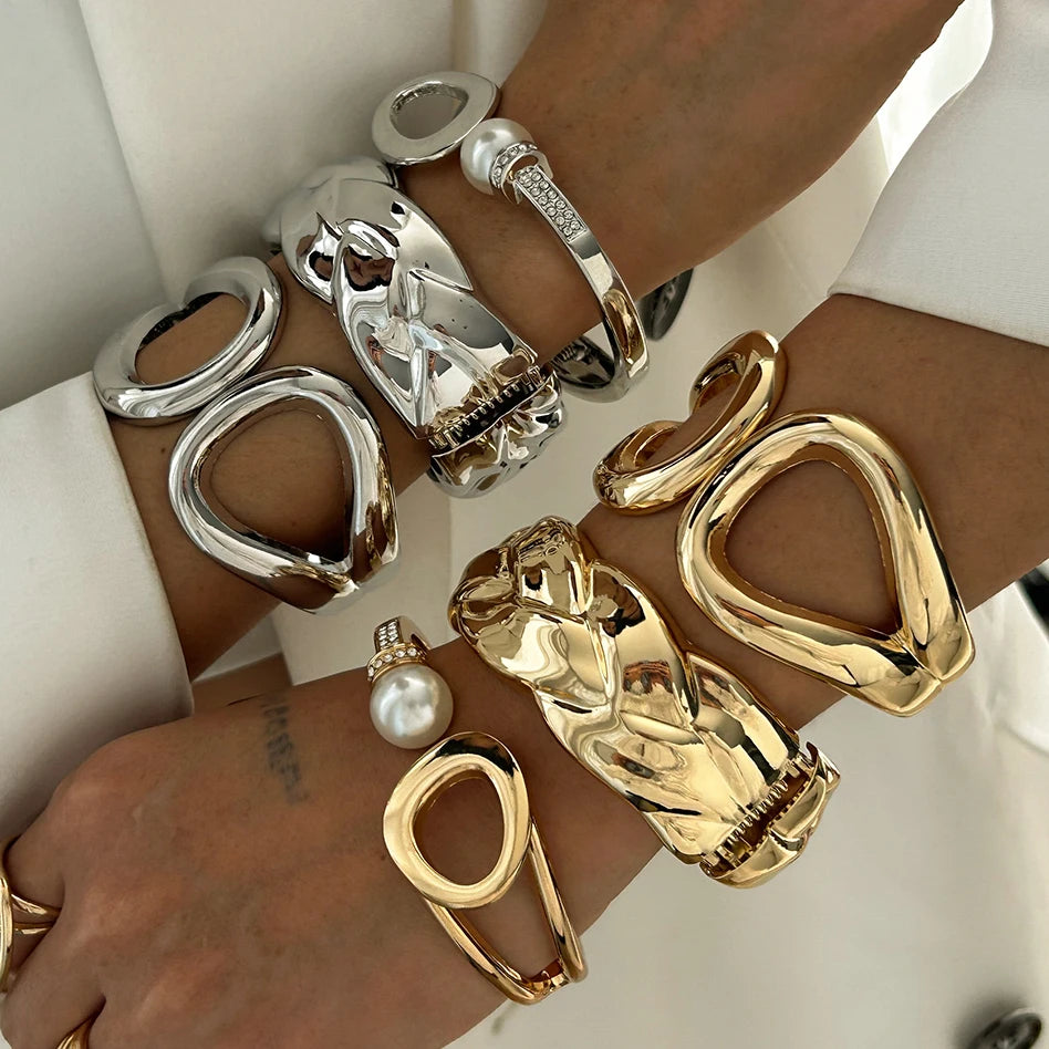 Vintage Hip-Hop Spring Cuff Bangle