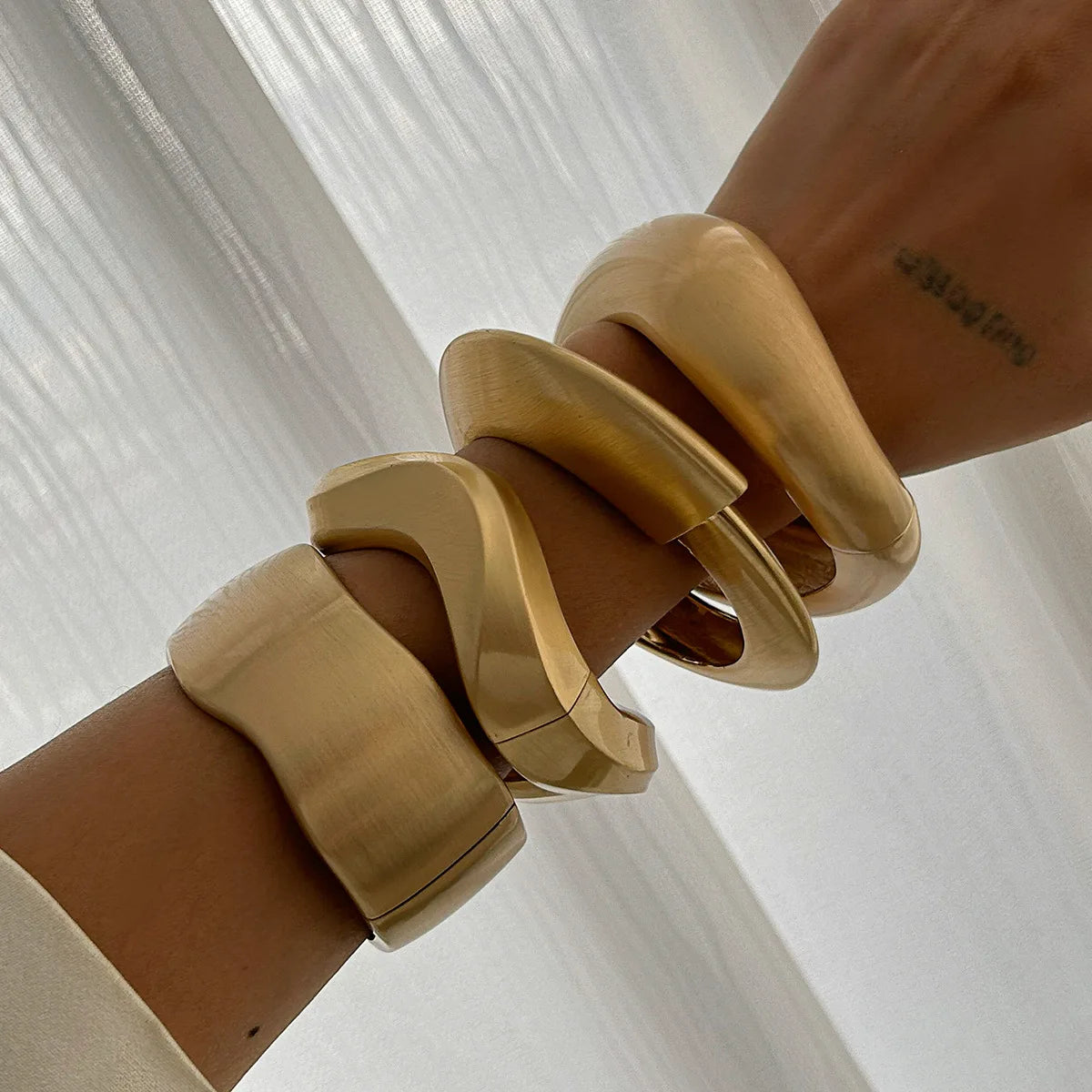 Gold Water Drop Cuff Bangle