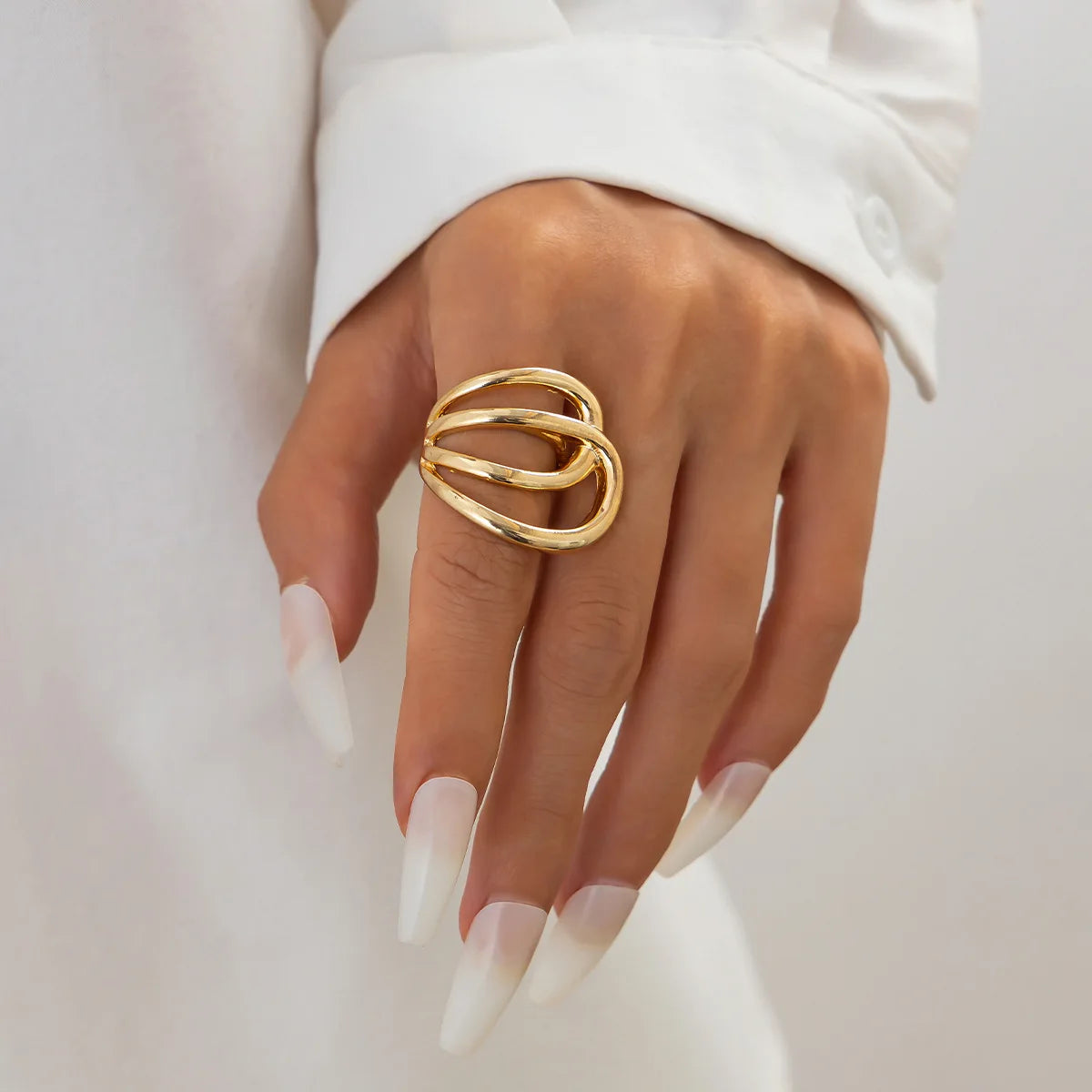 Vintage Punk Chunky Gold Cuff Bangle