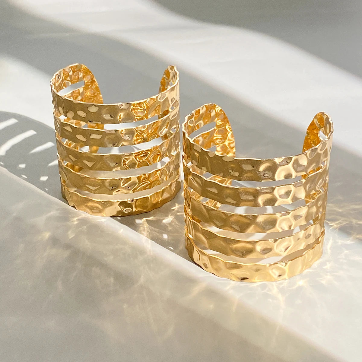 Hollow Wide Cuff Bangle Set