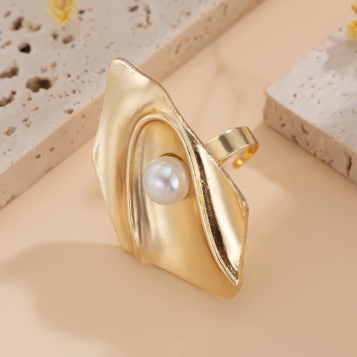 Irregular Geometric Gold Ring