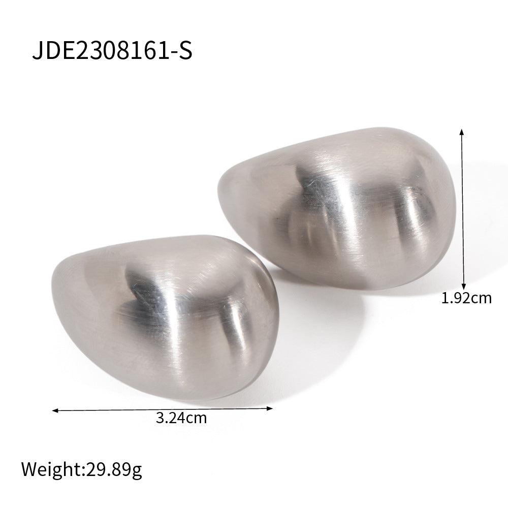 Stainless Steel Brushed Water Drop Earrings