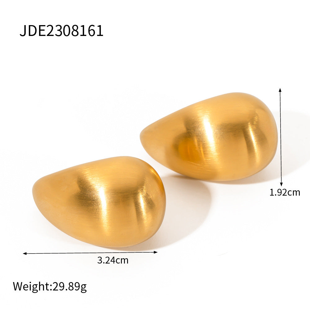 Stainless Steel Brushed Water Drop Earrings
