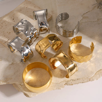 18K Gold Plated Wide Cuff Bracelet