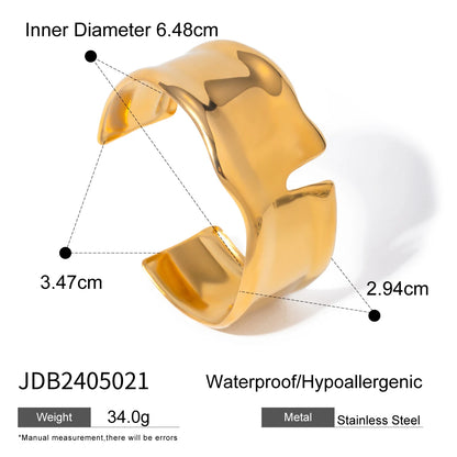 18K Gold Plated Wide Cuff Bracelet