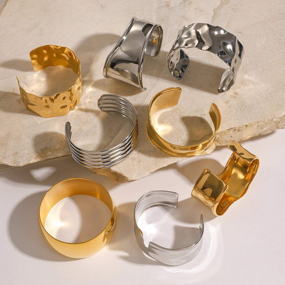 18K Gold Plated Wide Cuff Bracelet