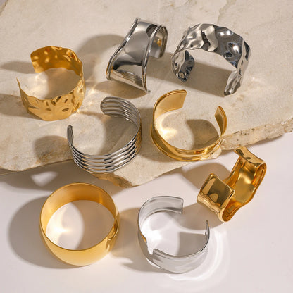 18K Gold Plated Wide Cuff Bracelet