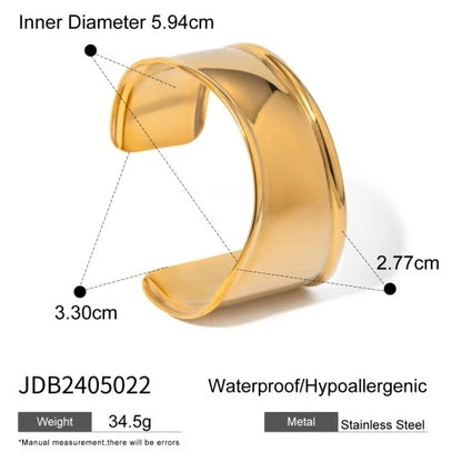 18K Gold Plated Wide Cuff Bracelet
