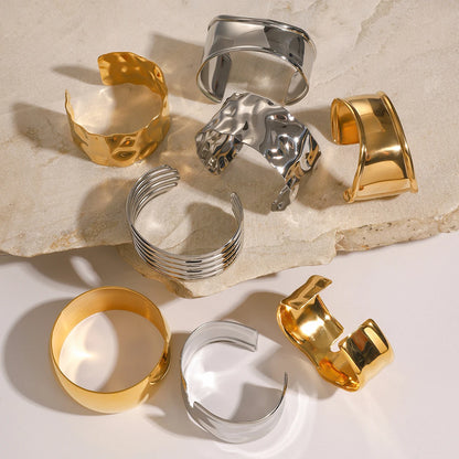 18K Gold Plated Wide Cuff Bracelet
