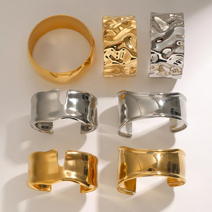 18K Gold Plated Wide Cuff Bracelet