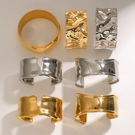 18K Gold Plated Wide Cuff Bracelet