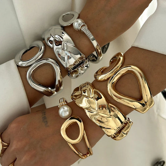 Vintage Hip-Hop Spring Cuff Bangle