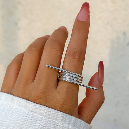 Unique Irregular Spring Geometric Ring