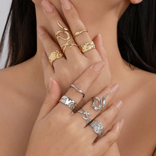 Gothic Geometric Ring Set