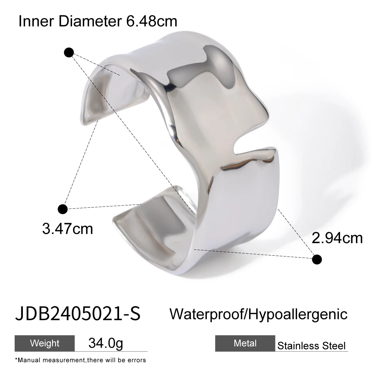 18K Gold Plated Wide Cuff Bracelet
