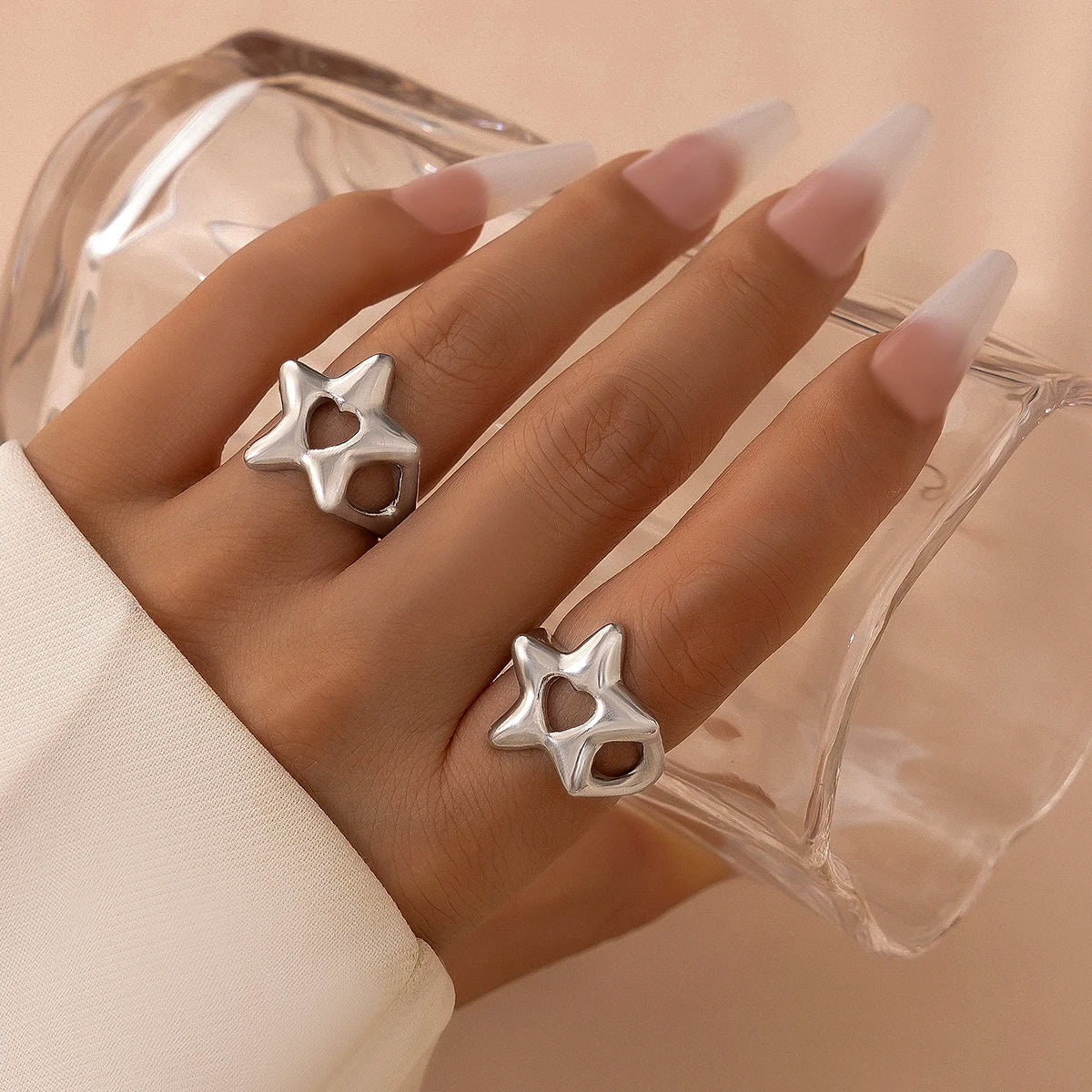 Hollow Star Open Ring Set