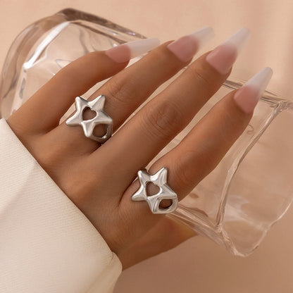 Hollow Star Open Ring Set