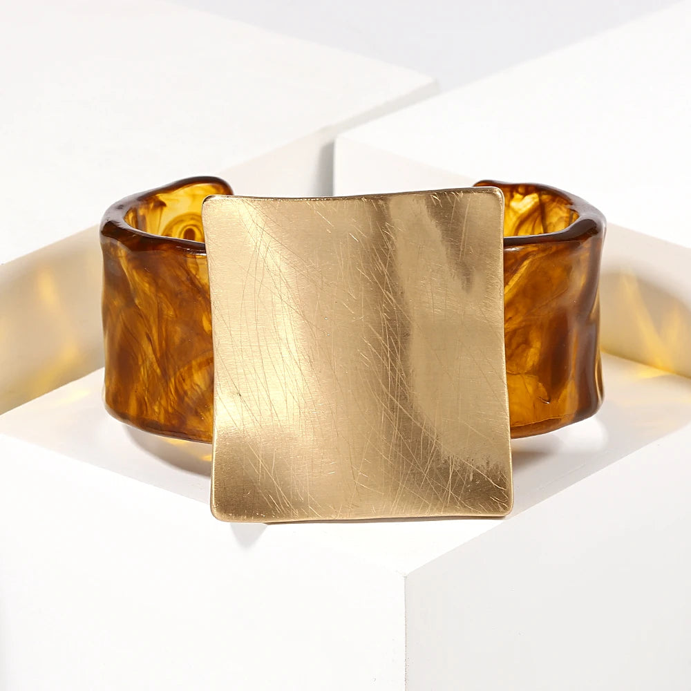 Geometric Matte Metal Open Bangle