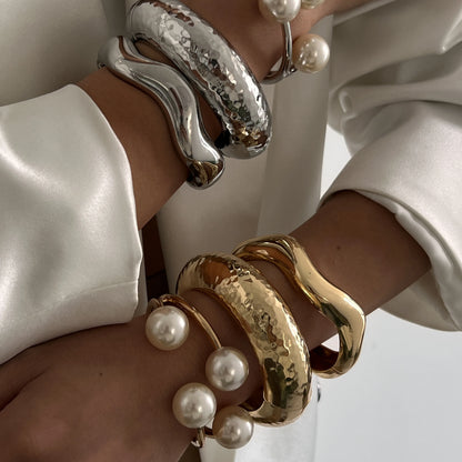 Chunky Pearl Cuff Bracelet