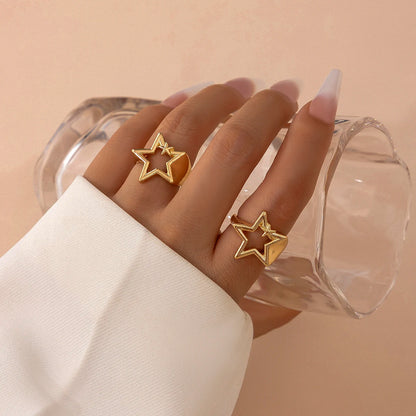 Hollow Star Open Ring Set