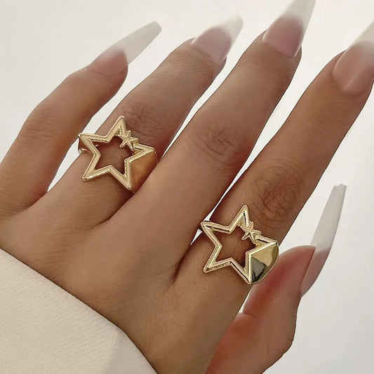 Hollow Star Open Ring Set