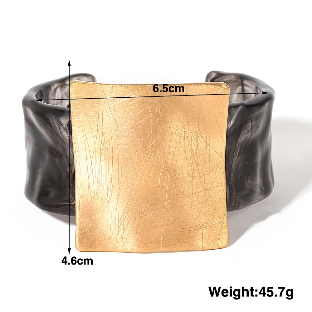 Geometric Matte Metal Open Bangle