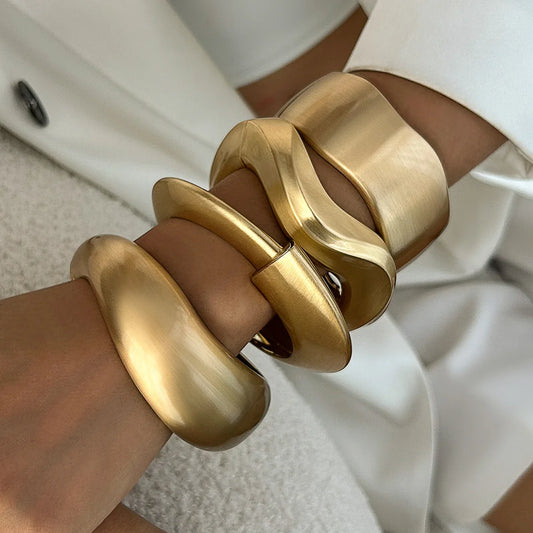 Gold Water Drop Cuff Bangle