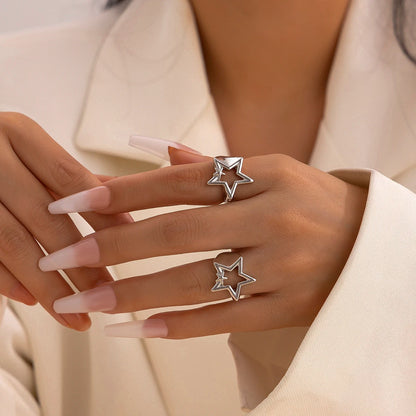 Hollow Star Open Ring Set