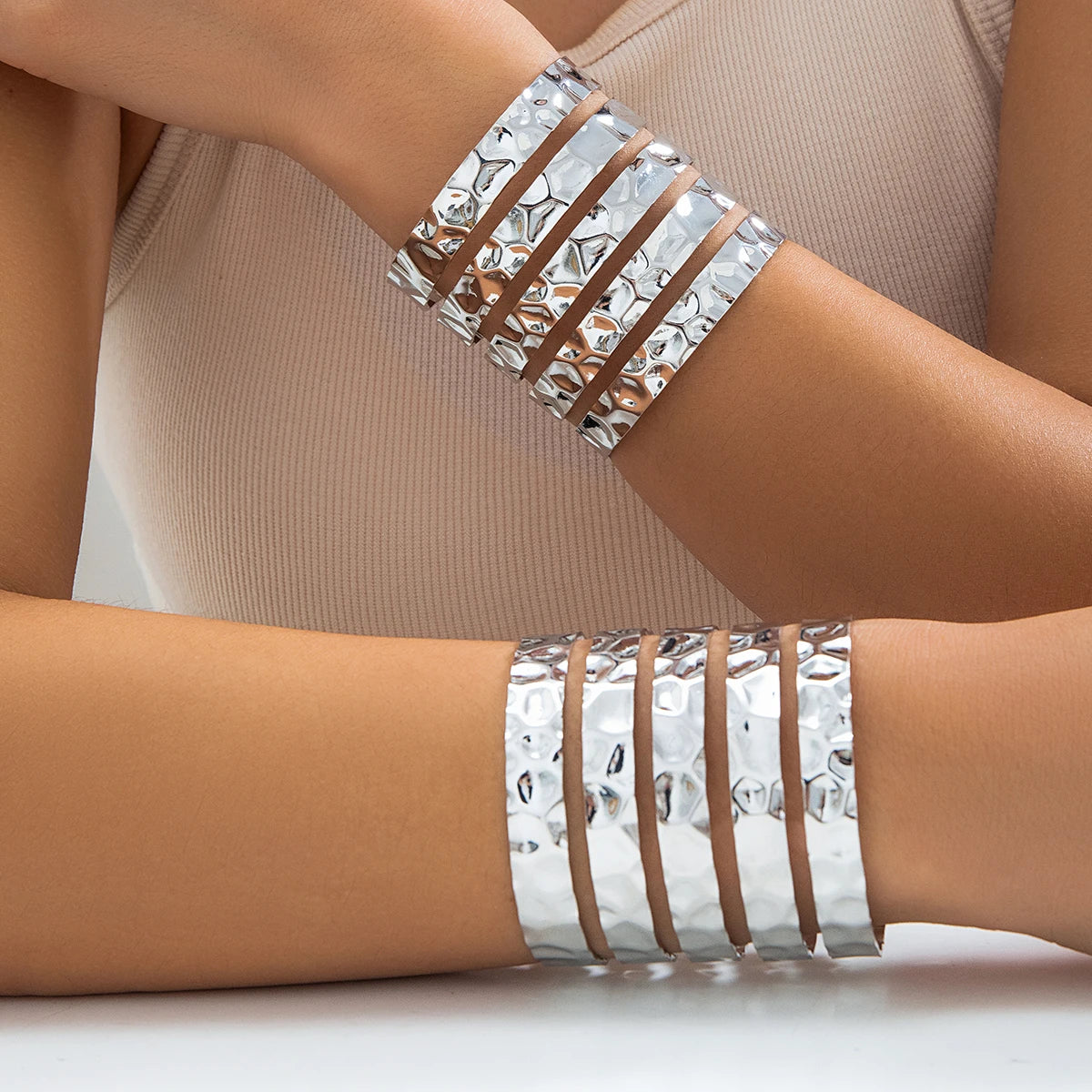 Hollow Wide Cuff Bangle Set