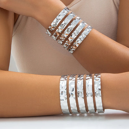Hollow Wide Cuff Bangle Set