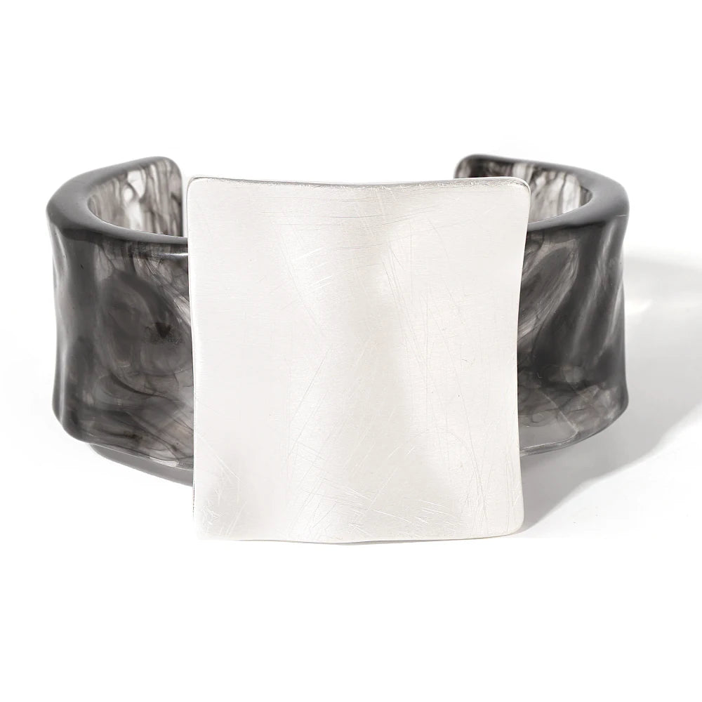 Geometric Matte Metal Open Bangle