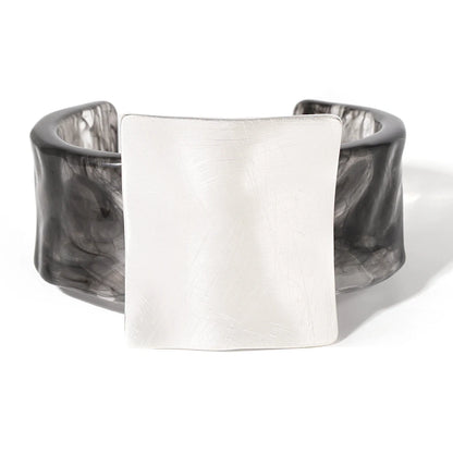 Geometric Matte Metal Open Bangle