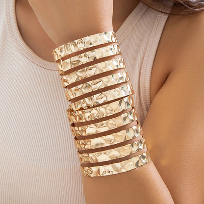 Hollow Wide Cuff Bangle Set