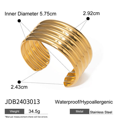 18K Gold Plated Wide Cuff Bracelet