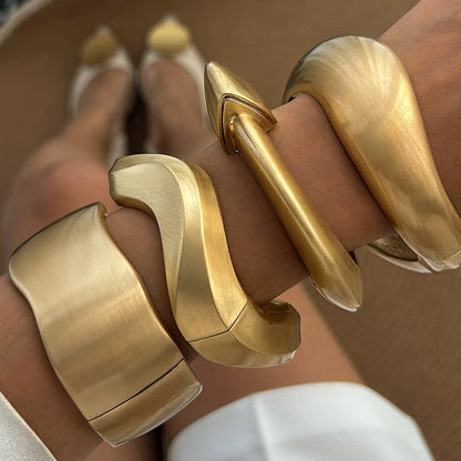 Gold Water Drop Cuff Bangle
