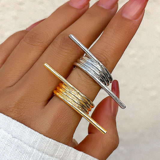 Unique Irregular Spring Geometric Ring