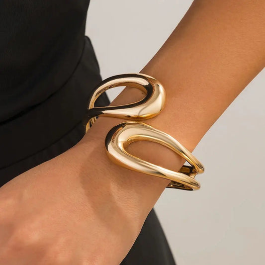 Twisted Geometric Open Bangle
