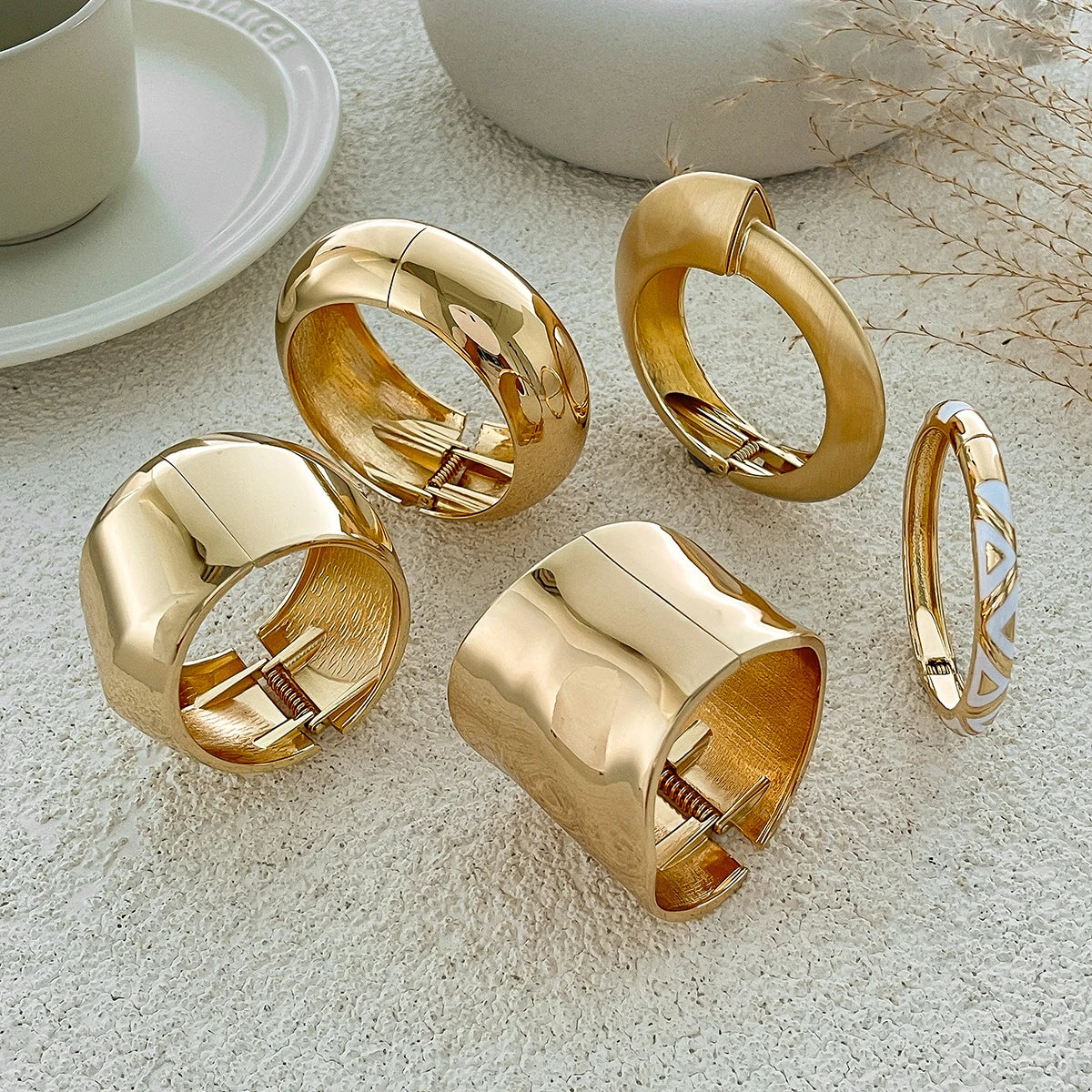 Chunky Goth Metal Spring Bangle