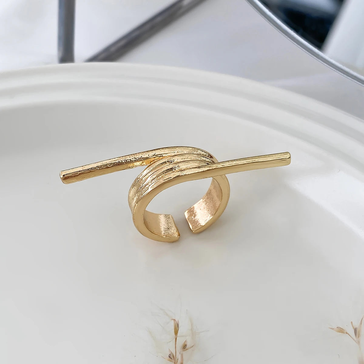 Unique Irregular Spring Geometric Ring