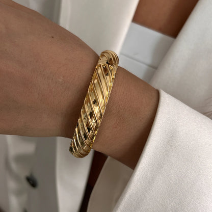 Chunky Punk Metal Spring Bangle
