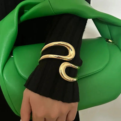 Twisted Geometric Open Bangle