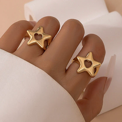 Hollow Star Open Ring Set