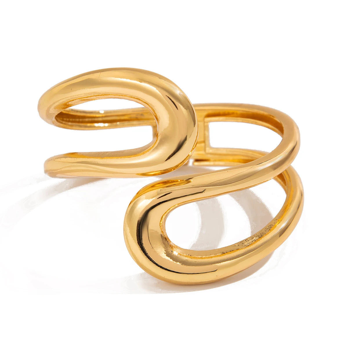 Twisted Geometric Open Bangle