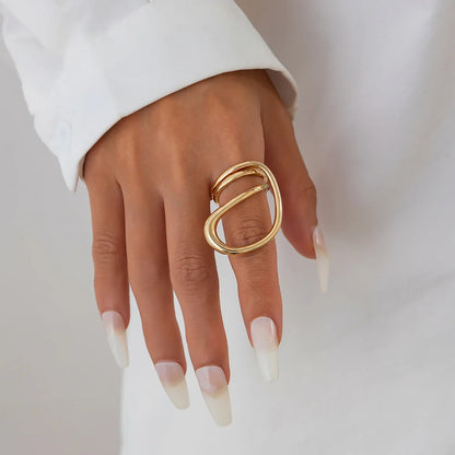 Vintage Punk Chunky Gold Cuff Bangle
