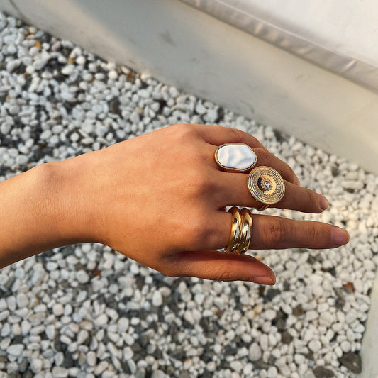 Geometric Ethnic-Style Ring Set for Women