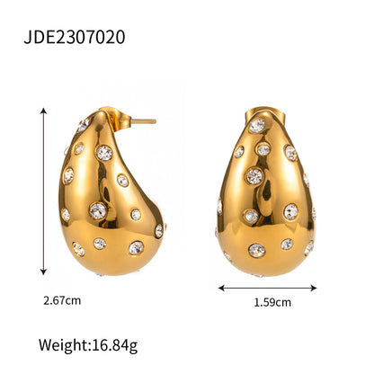 Stainless Steel Zircon Chubby Stud Earrings